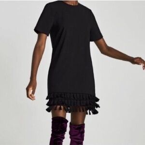 Zara Black Hassle Hem Shift Dress